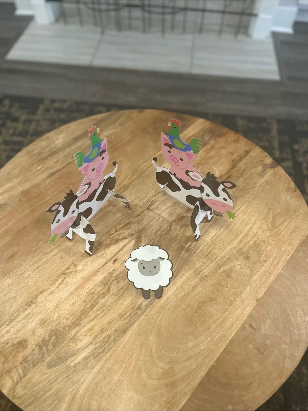 3DFarm Animal Table Decorations Cardboard Cow Pig Rooster Sheep Centerpieces Lot